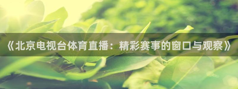 857雨燕体育直播：《北京电视台体育直播：精彩赛事的窗口与观察》